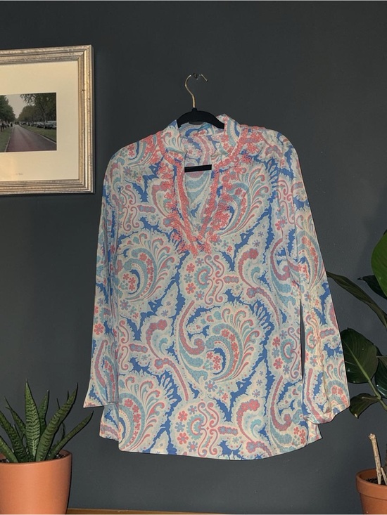 J Mclaughlin Tops - J McLaughlin Paisley Floral Tunic Top Silk/Cotton Size 12